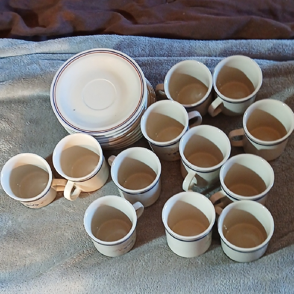 Vintage Elegant Cottage Blue Floral Pattern Mug and Plate Set